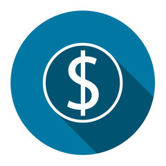 symbol coin dollar with long shadow black,Simple design style.vector illustration