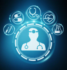 Healthcare modern interface 3D rendering