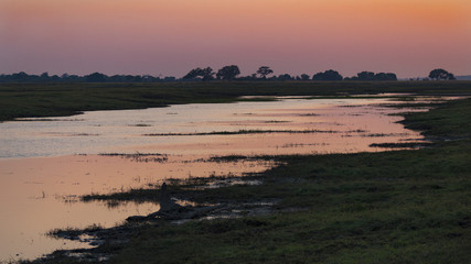 The Chobe National Park at sunrise in Botswana, Africa