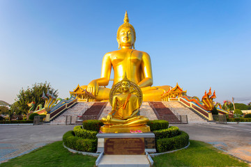 Big buddha in Wat Muang at Ang Thong Province popular Buddhist shrine in Thailand.