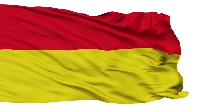 Paderborn flag, city of Germany, realistic animation isolated on white seamless loop - 10 seconds long (alpha channel is included)