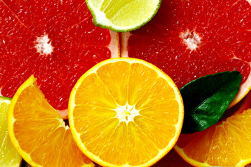 Fototapeta na wymiar Colorful a variety of citrus fruits