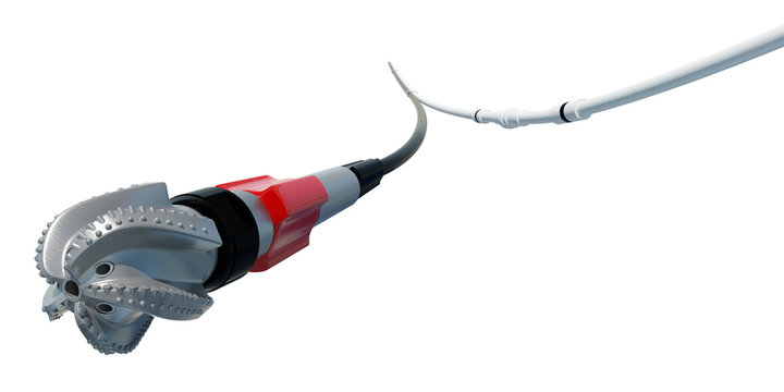 3d illustration Roller bit. Perspective in perspective. 3d modeling, 3d rendering. On a white background. Isolated