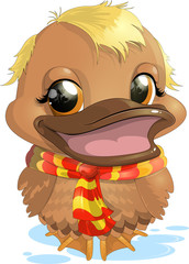 Cartoon duck swimming