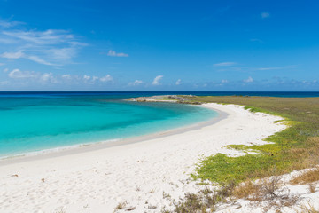 Beautiful turquoise-colored waters in the Caribbean Sea at Los Roques Venezuela