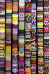 Traditional handcrafted goods on the market in Cusco, Peru
