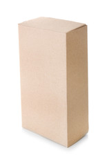 Cardboard box on white background