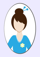 Female avatar or pictogram for social networks. Modern flat colorful style.