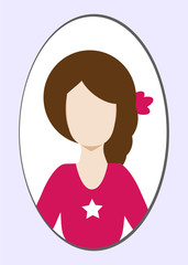 Female avatar or pictogram for social networks. Modern flat colorful style.