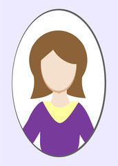 Female avatar or pictogram for social networks. Modern flat colorful style.