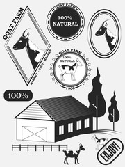 Set of goat labels, badges and design elements.