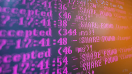 Mining Cryptocurrency process program on display PC. Using Software. Share Found.