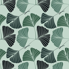 Vector Illustration ginkgo biloba leaves. Seamless pattern with leaves.