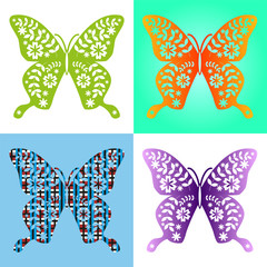 Spring butterfly color composition. Illustration layered for easy manipulation and custom coloring.