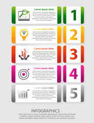 Modern vector illustration 3D. An infographic template with five steps and an image of five rectangles. Use for business presentations, education, web design diagrams with 5 steps. Step by step