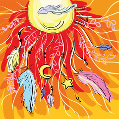 Dream catchers. Native american traditional symbol. Vintage hand drawn.