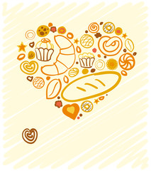 Set of baking love bakery hand-drawn for your advertising.