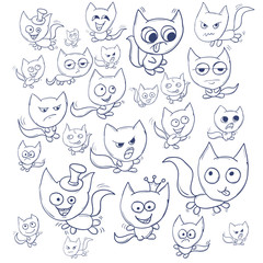 Funny cats contour. Suitable for childrens stories and fairy tales.