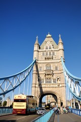 Fototapeta na wymiar Tower Bridge in London, UK. Sunny day, blue sky.