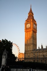 Fototapeta na wymiar Big Ben in Westminster on the sunset, London, UK.