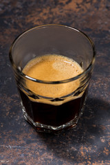 glass of freshly brewed espresso