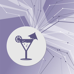 Cocktail party, martini icon on purple abstract modern background. The lines in all directions. With room for your advertising.