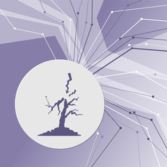 lightning and tree icon on purple abstract modern background. The lines in all directions. With room for your advertising.