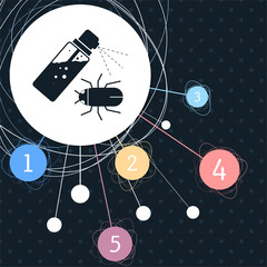 Mosquito spray, Bug icon with the background to the point and infographic style.