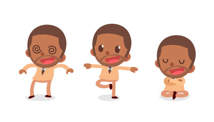 Set of tiny black businessman character in actions. Numbness.