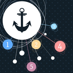 Naklejka premium Anchor icon with the background to the point and with infographic style.
