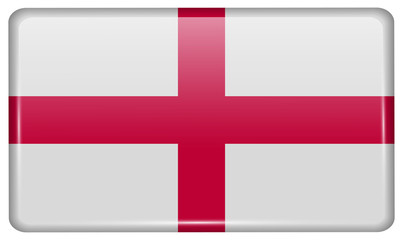 Obraz premium Flags England in the form of a magnet on refrigerator with reflections light.