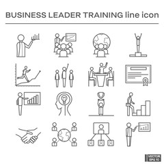 Set, business leader training icons.