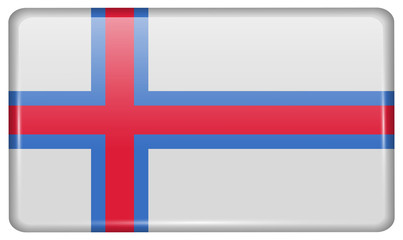 Obraz premium Flags Faroe Islands in the form of a magnet on refrigerator with reflections light.