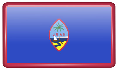 Fototapeta premium Flags Guam in the form of a magnet on refrigerator with reflections light.