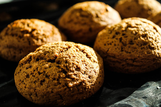 Cookies on a baking sheet in the oven