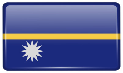 Fototapeta premium Flags Nauru in the form of a magnet on refrigerator with reflections light.