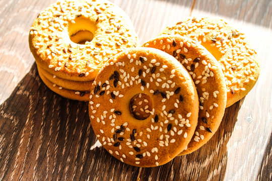 Cookies on a baking sheet in the oven