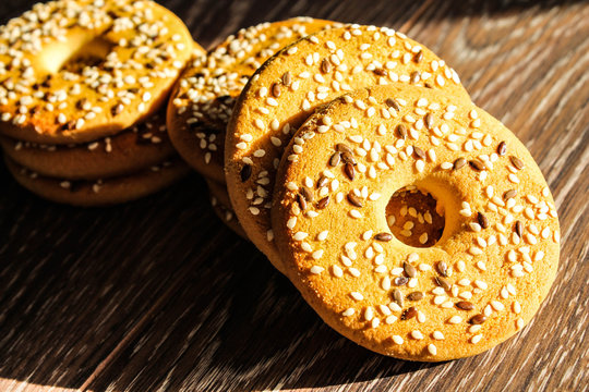 Cookies on a baking sheet in the oven