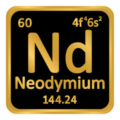 Periodic table element neodymium icon.