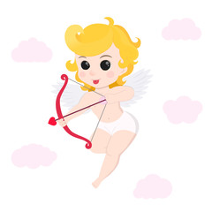 Cupid with bow and arrow, vector illustration