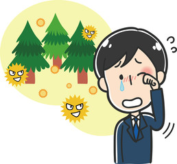 花粉に苦しむビジネスマンのイラスト