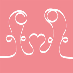 Mock up of love card on pink background for Happy Valentine's Day.