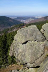mystical granite head, rock formation in Germany, Harz region, called "Der Alte vom Berge", "Old Man of the Mountain" 