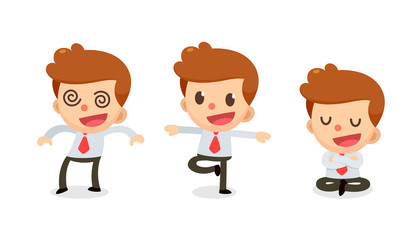 Set of Tiny businessman character in actions. Numbness man.