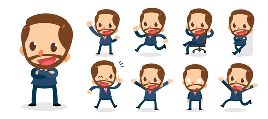 Set of Tiny businessman character in actions.
