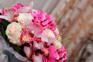 Beautiful colorful wedding bouquet.