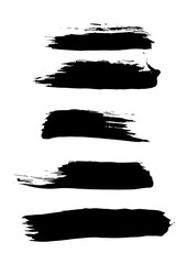 set different grunge brush strokes. Dirty artistic design elements isolated on white background. Black ink vector brush strokes. Black isolated paintbrush collection. Brush strokes isolated