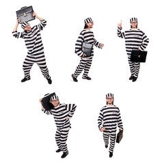 Prison inmate isolated on the white background