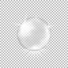 Fototapeta na wymiar Transparent glass sphere with glares and highlights.
