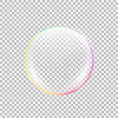 Realistic soap bubble with rainbow reflection